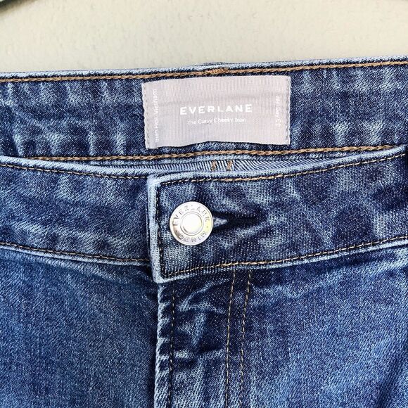 Everlane The Curvy Cheeky Jean 33 Ankle High Rise Raw Hem Mid Blue Preppy Modern - Picture 5 of 16